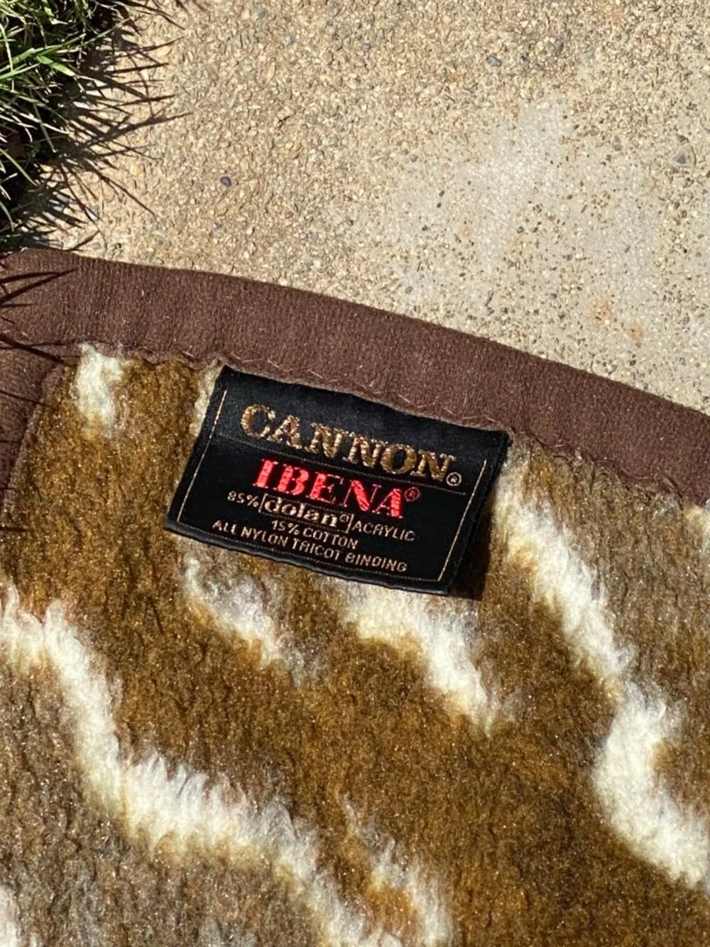 1980s Ibena Cannon Tiger Reversible Vintage Brown Blanket San Marcos Style